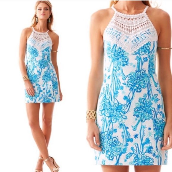 Lilly Pulitzer | Dresses | Lilly Pulitzer Pearl Lace Neck Shift Dress |  Poshmark